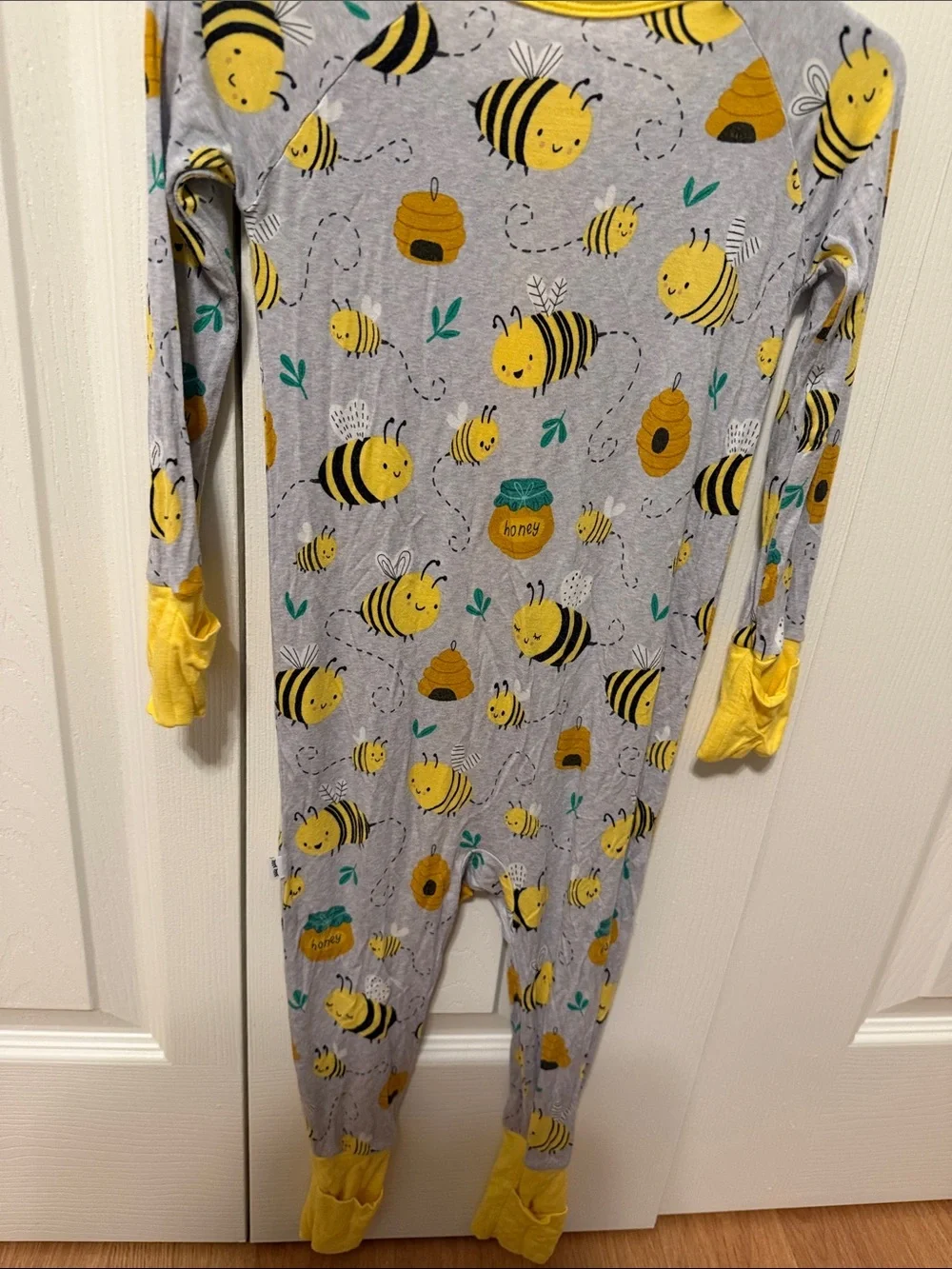 Little Sleepies Yellow Bee Print Footed One-Piece